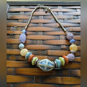 Vintage Chunky Colorful Bead Necklace